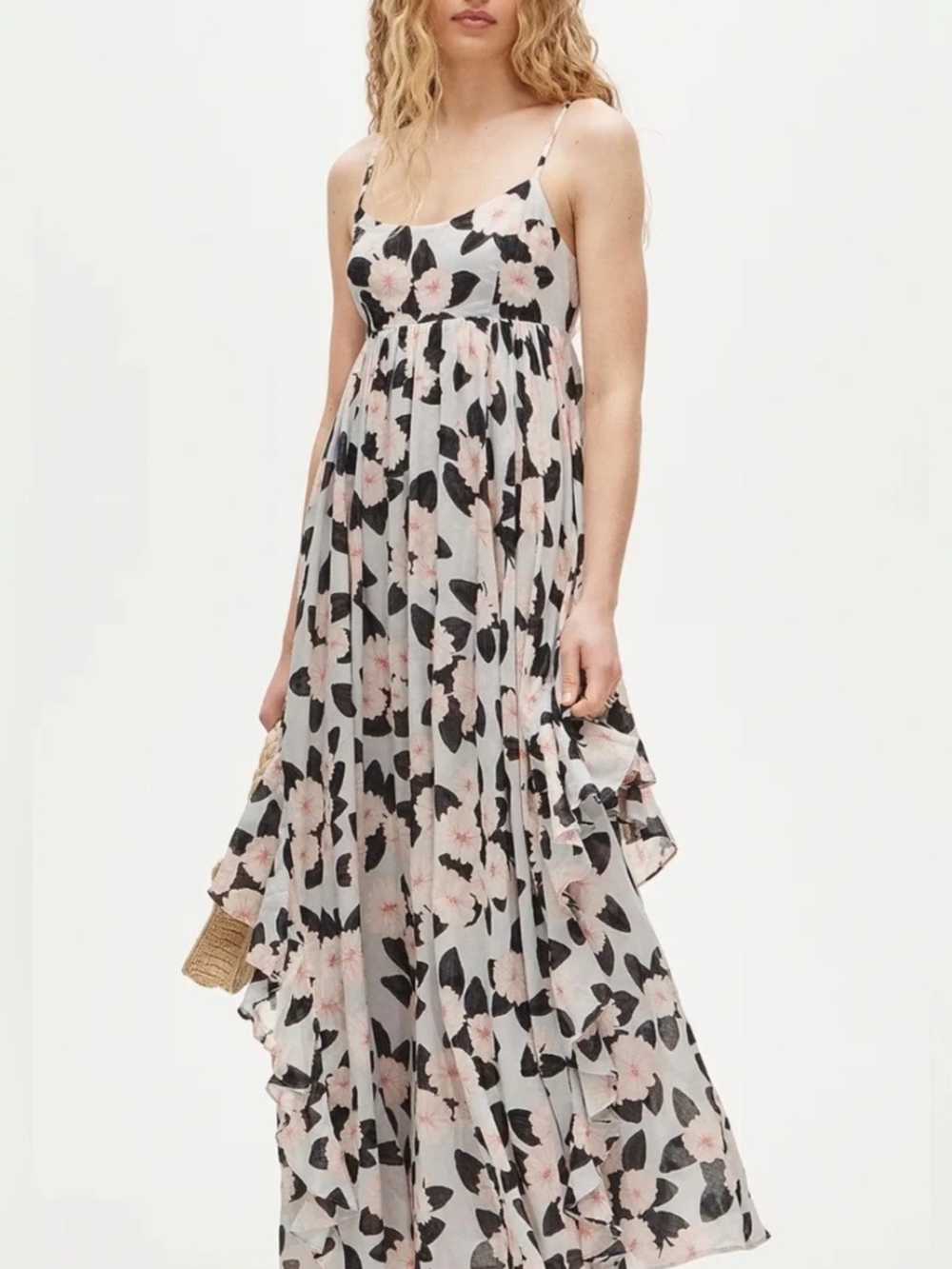 J. Crew Ruffle Maxi Dress in Peony Print NWT Size M